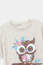 Girls 11-14 Years Stone Owl Tee